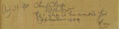No 1 Slip To Be Worked For September 1909