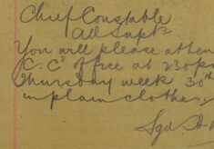 Instruction To Attend Chief Constable's Office In Plain Clothes