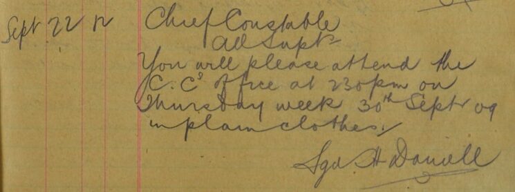 Instruction To Attend Chief Constable's Office In Plain Clothes