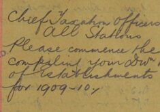 Instruction To Begin Compiling Register Of Establishments And Dogs For 1909-10