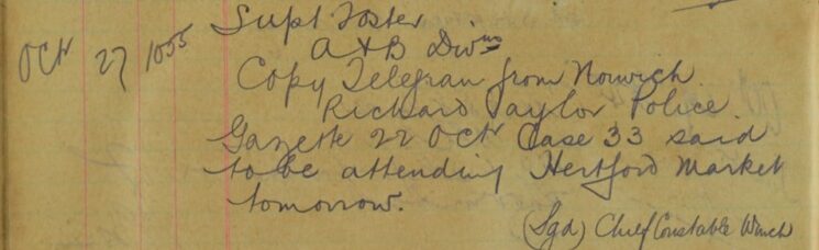 Man Mentioned In Police Gazette Reported To Be Attending Hertford Market