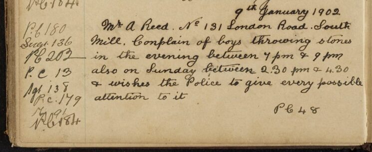 Complaint of Boys Throwing Stones