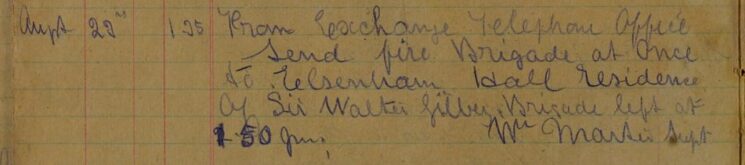 Request For Fire Brigade - Elsenham Hall Essex