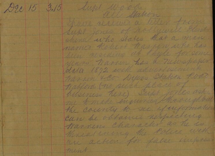 Seeking Information On A Robert Warren - Watford