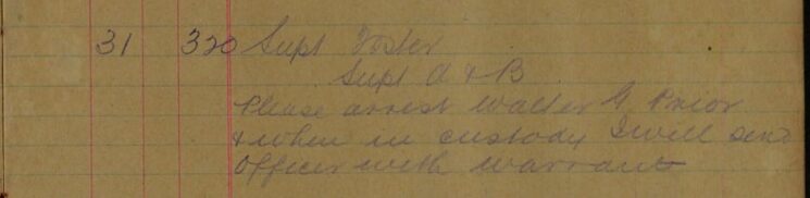 Arrest Warrant For Walter A. Prior