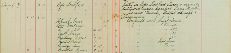 Submitted report against Harry Wiffen and Leonard Harding, wilful damage and trespass