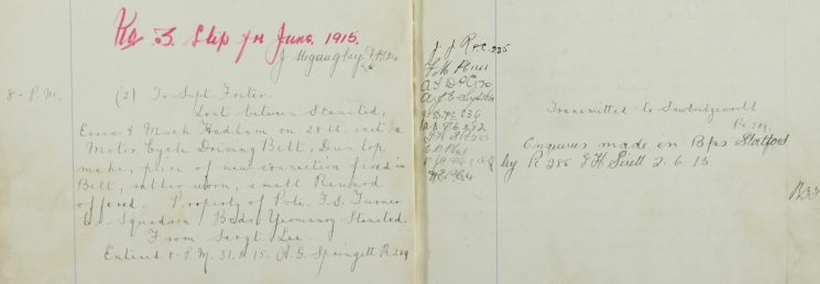 Note in red  - R(K)o .3. slip for June 1915