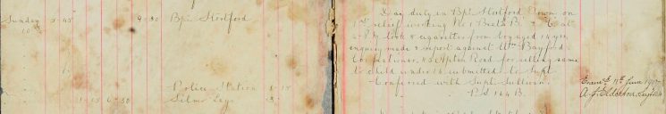At 4pm took 8 cigarettes from boy, enquiry made and report against Wm Bayford, confectioner