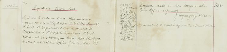 Registered letter lost