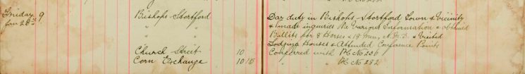 Obtained billets for 8 Horses and 18 Men N M D