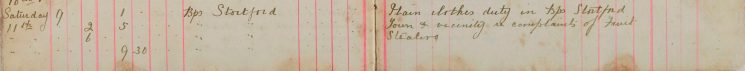 Plain clothes duty in Bishop's Stortford Town re complaints of fruit stealers