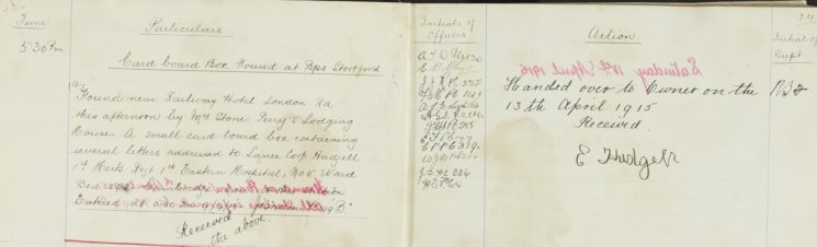 Box containing letters found Bishop's Stortford