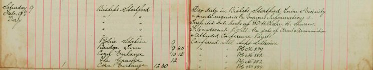Inspected the sale books of Mr H O Lee, H Sparrow and F Handscombe J Sell re Sale of Arms and Ammunition