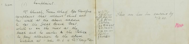 Complaint about soldiers