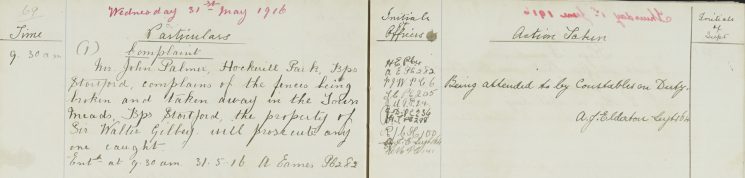 Complaint, fences broken, property of Sir Walter Gilbey