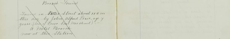 Brooch found (part written - crossed out see 029)
