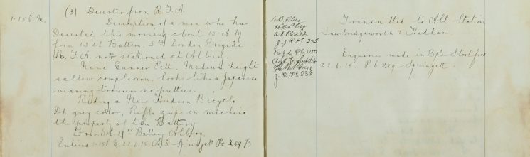 Deserter from R. F. A., Albury