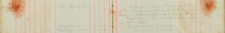 Attended Police Station for fitting new Uniform (Marked 1917) received Two Pairs of Trousers, Cloth Jacket, Cap and Summer Helmet