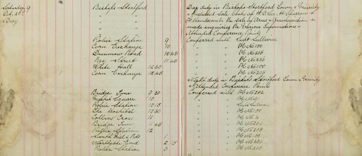 Inspected sale books of H O Lee & H Sparrow and F Handscombe  E sale of Arms and Ammunitions and made enquiries re various information.