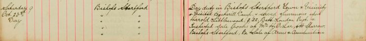 Visited Hockerill Camp and served Summons upon Harold Littlewood 2/22 Batt London Regt and Inspected Sale books Of Mr H O Lee and H Sparrow Re Arms and Ammunitions