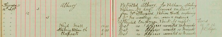 Received Complaint from Mrs Thurgood, Patmore Heath complaining of Mrs Fox insulting her, seen and cautioned