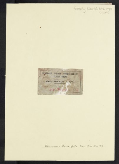 Guard Room Occurrence Book: 1916-17
