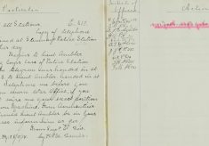 Copy of telephone call received at Stevenage Police Station re Telegram for Lieut Ambler