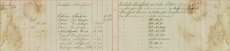 (continued) Bishop's Stortford 3 April 1917 and warned witnesses to attend same