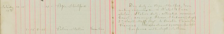 Attended Occasional Court Conveyed Thomas Skidmore (sergt) 3rd South Staff Regt to Brixton Prison on Remand