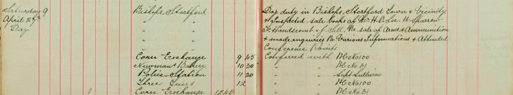 Inspected the sale books of Mr H O Lee, H Sparrow and F Handscombe J Sell re Sale of Arms and Ammunition