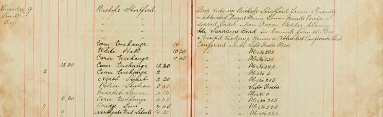 Attended to Royal Train Town Meads Bridge and served Order upon Aaron Peddler, placing the Saracens Head in bounds from this day