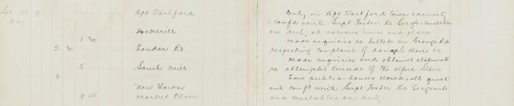 made enquiries re billets in Grange road respecting complaint of damage to chairs, obtained statements re attempted Suicide of Pte Alfred Stone
