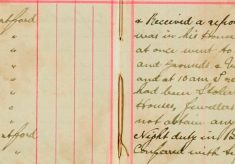 Received a report from Rev J H Lane, that a man was in his house,