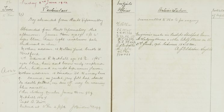 Boys absconded from Herts Reformatory