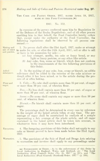 Cake & Pastries Order, 1917 | Bishops Stortford Museum Collection
