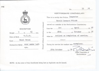 Fuller, Gerald, 442, Police Constable, Sergeant, Inspector.