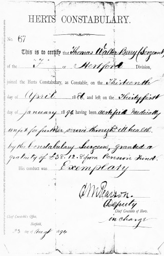 Herts Constabulary letter